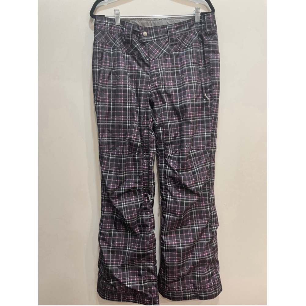 Betty Rides Snow Pants Plaid Pink M Snowboard Y2K Skater Adjustable Waist